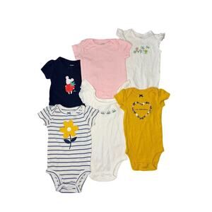 Carter's Baby Girl Bundle - 3 Months - Six (6) Short Sleeve Bodysuits One-Piece